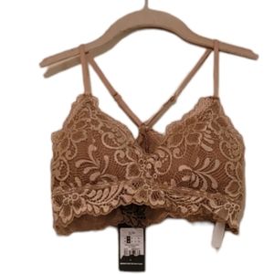 Brown Forever 21 Women's Crisscross Floral Lace Bralette